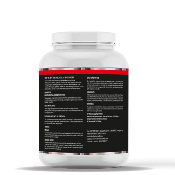 Zenius Mega Mass Gainer Rich Chocolate, 3KG - Image 3