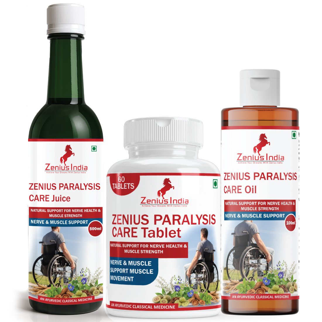 Zenius Paralysis Combo (Tablet + Oil + Juice)
