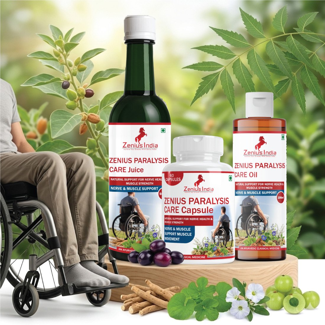 Zenius Paralysis Care Combo (Capsule + Oil + Juice )