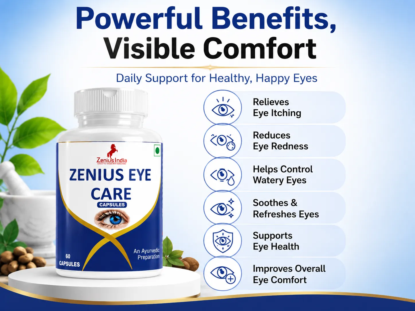 Zenius Eye Care Capsule for Eye Health & Vision Support 3 Benefits Banner Mobile View 109 Zenius India