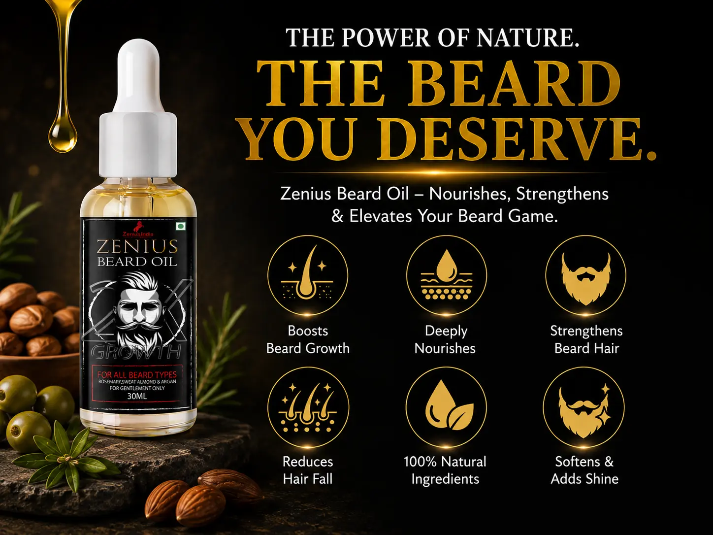 Zenius Beard Oil for Men Beard Growth 3 Benefits Banner Mobile View 11 Zenius India