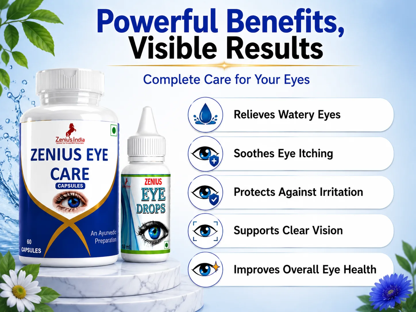 Zenius Eye Care Kit or Eye Health, Itching & Redness 3 Benefits Banner Mobile View 110 Zenius India
