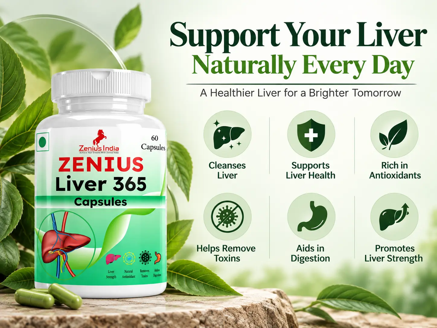 Zenius Liver 365 Capsule | Liver Detox & Liver Health Supplement 3 Benefits Banner Mobile View 131 Zenius India