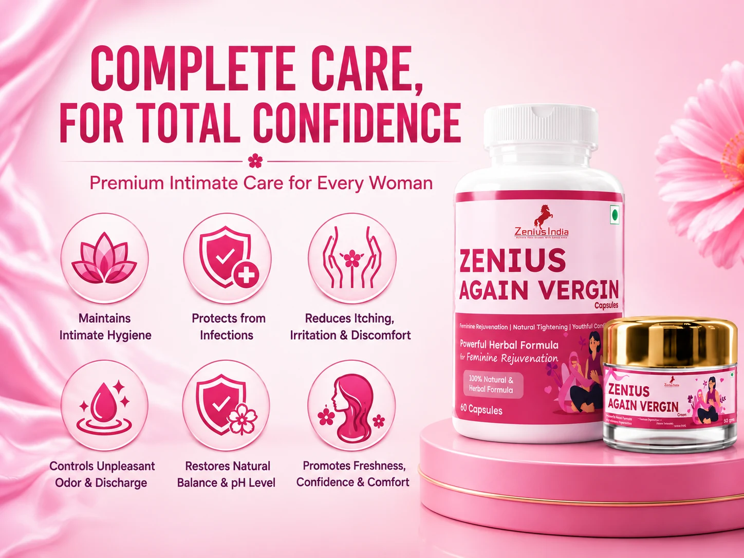 Zenius Again Vergin Kit for Women's Intimate Care 3 Benefits Banner Mobile View 26 Zenius India