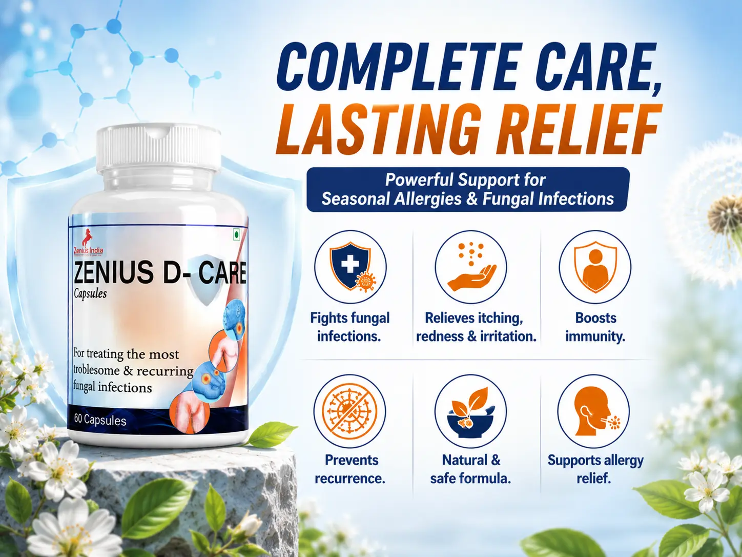 Zenius D-Care Capsule for Seasonal Allergies 3 Benefits Banner Mobile View 31 Zenius India