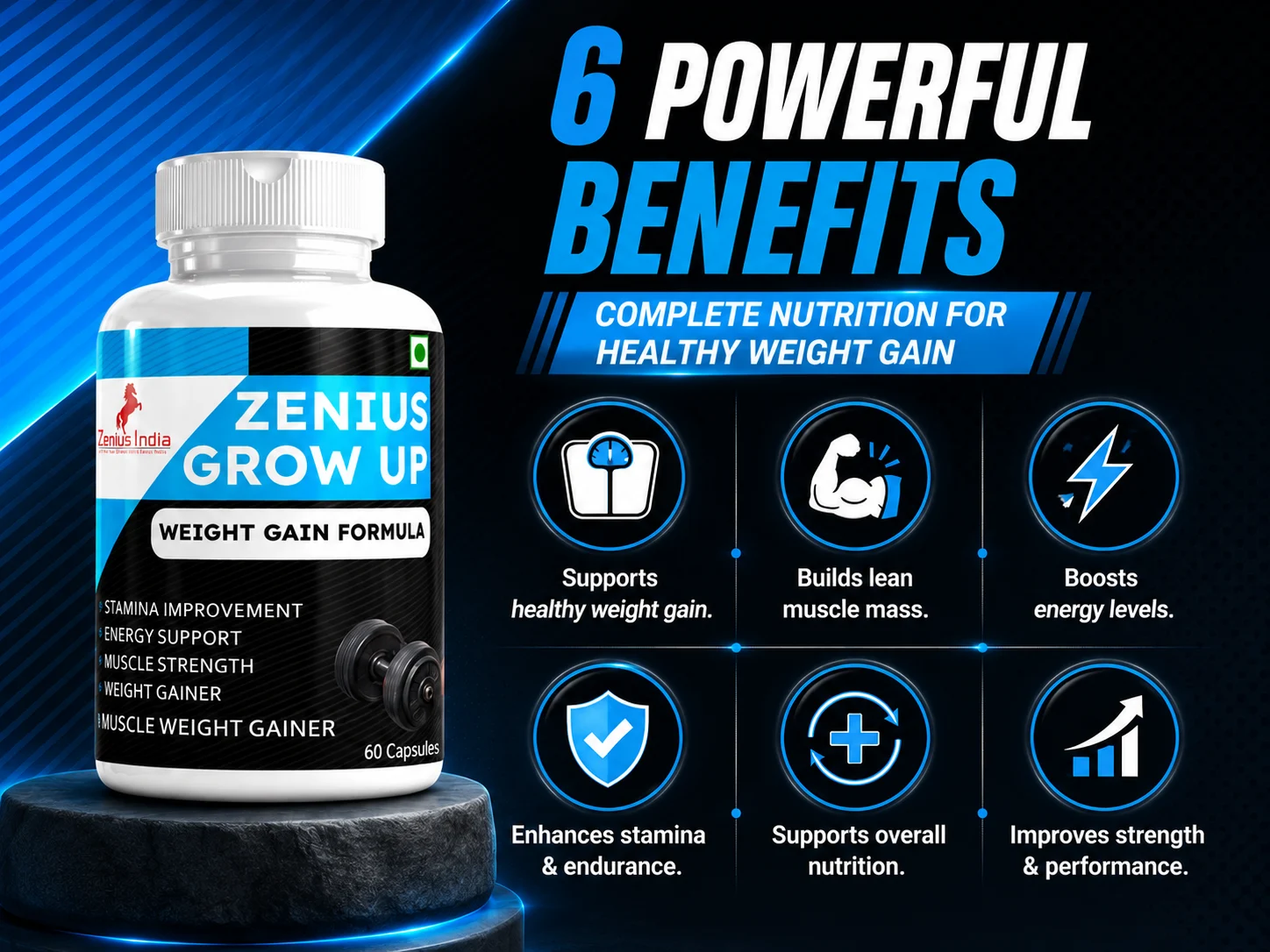 Zenius Grow Up Capsule for Healthy Weight Support 3 Benefits Banner Mobile View 33 Zenius India
