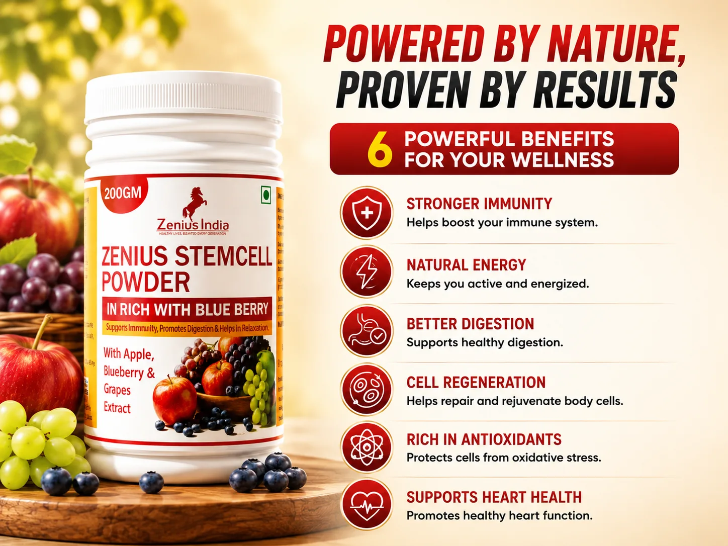 Zenius Stemcell Powder for Immunity, Gut & Digestive Health 3 Benefits Banner Mobile View 49 Zenius India