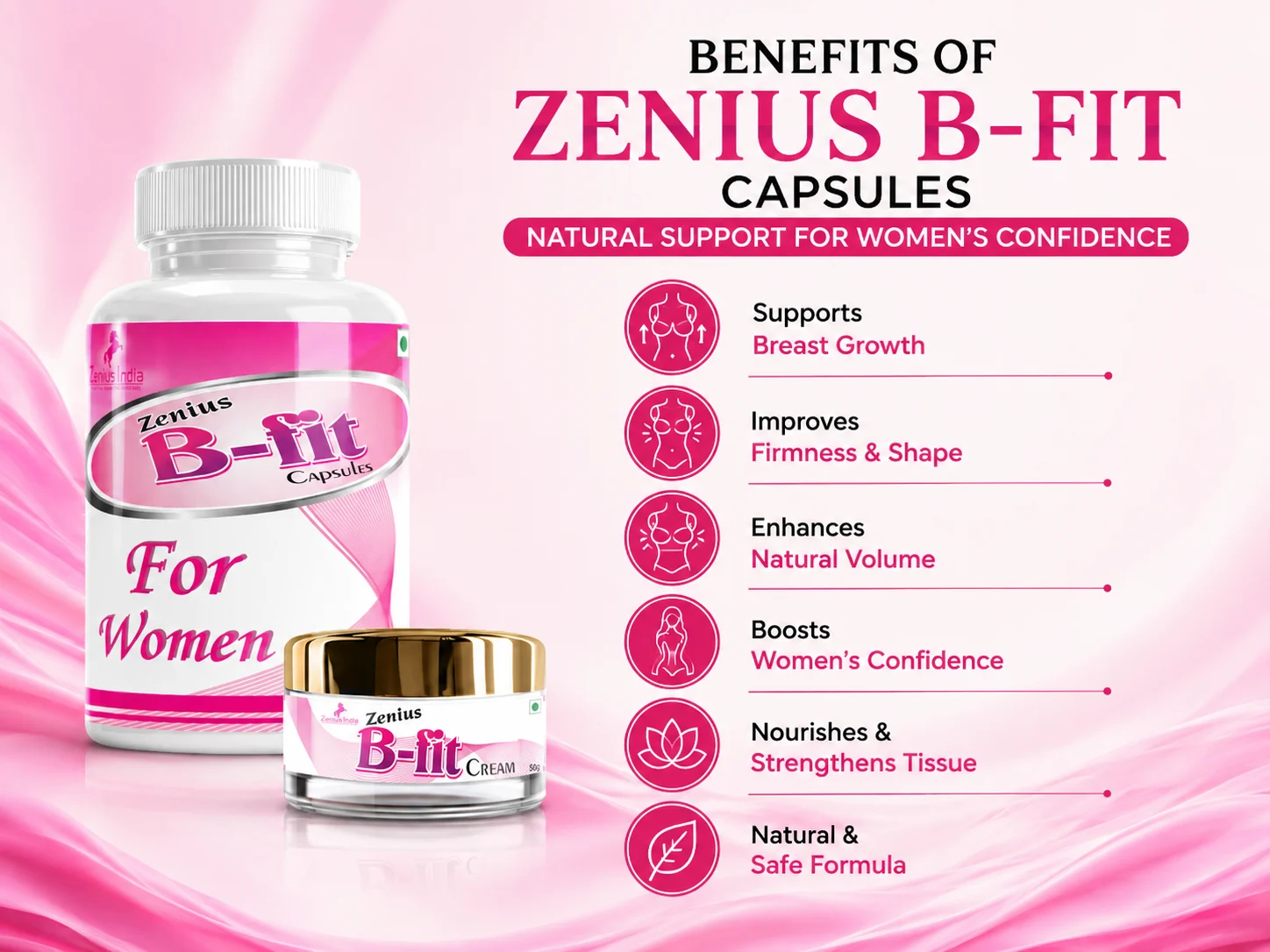 Zenius B Fit Kit for Women's Upper Body Care 3 Benefits Banner Mobile View 52 Zenius India