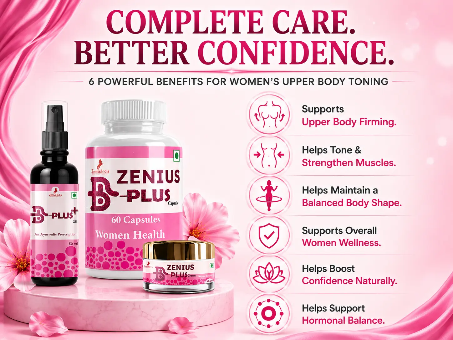 Zenius B Plus Combo Kit for Women's Upper Body Care 3 Benefits Banner Mobile View 59 Zenius India