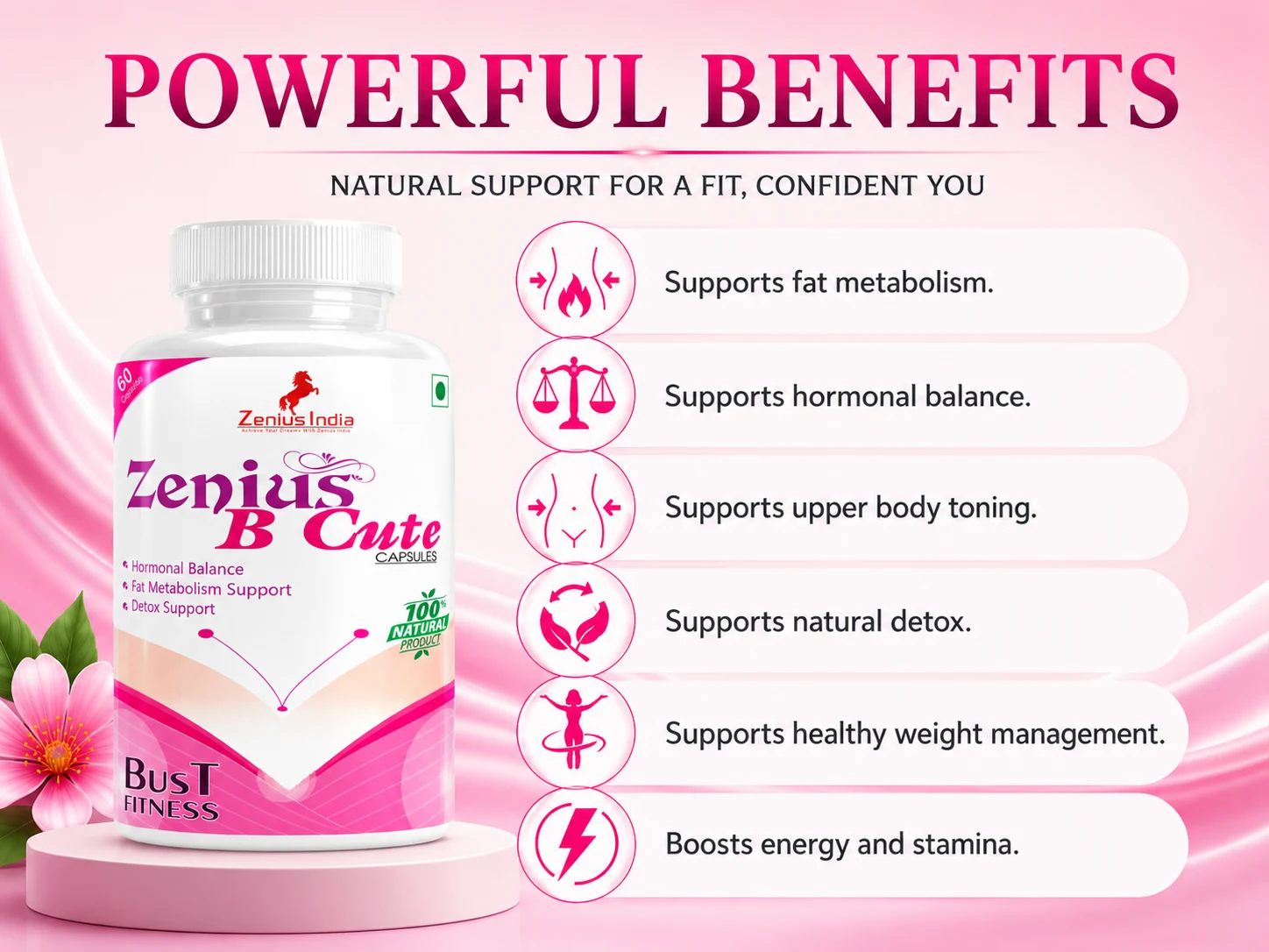 Zenius B Cute Capsule for Women's Breast Reduction 3 Benefits Banner Mobile View 61 Zenius India