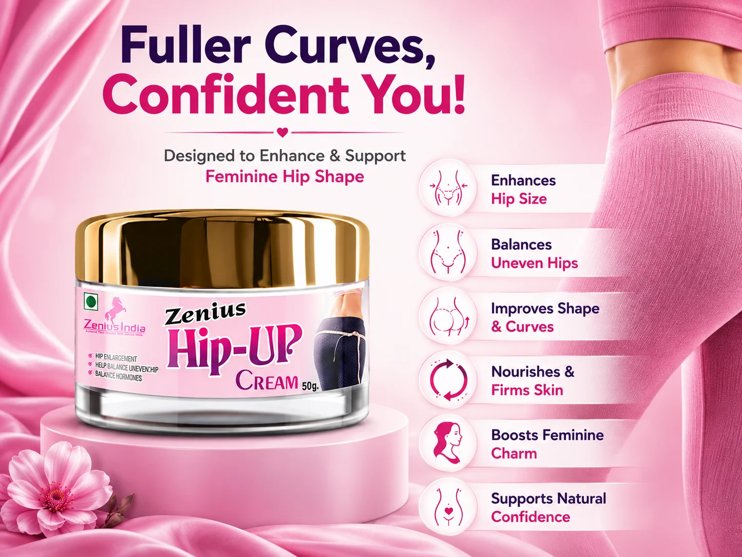 Zenius Hip Up Cream for Women's Hip Grow 3 Benefits Banner Mobile View 76 Zenius India