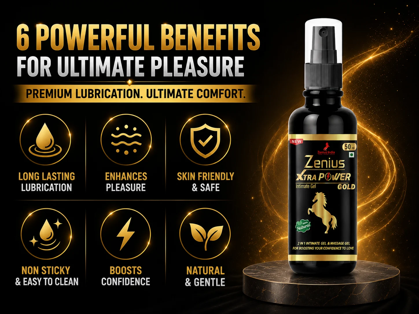 Zenius Xtra Power Gold Oil for Men's Intimate Massage 3 Benefits Banner Mobile View 89 Zenius India