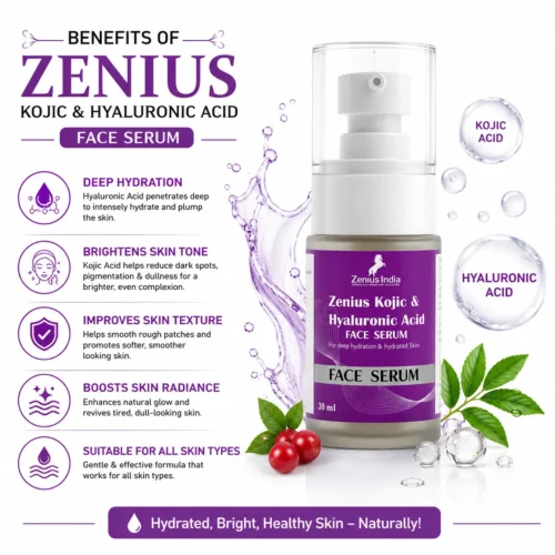 Benefits Image 1 Zenius Kojic & Hyaluronic Acid Serum for Deep Hydration & Skin Moisture