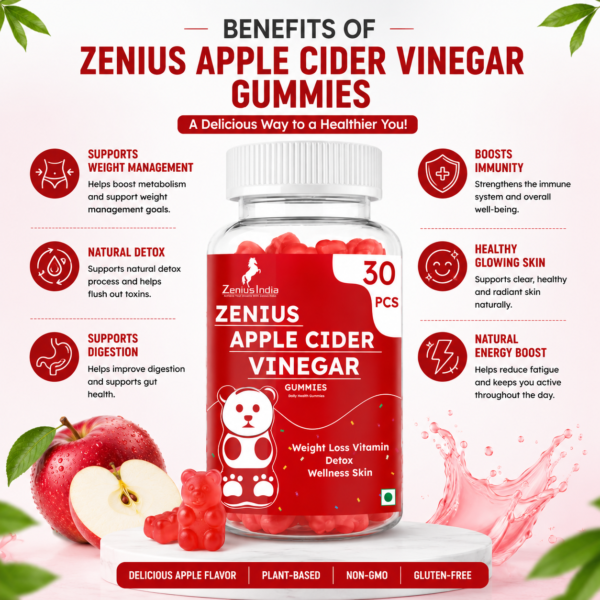 Benefits Image Zenius Apple Cider Vinegar Red Apple Gummies