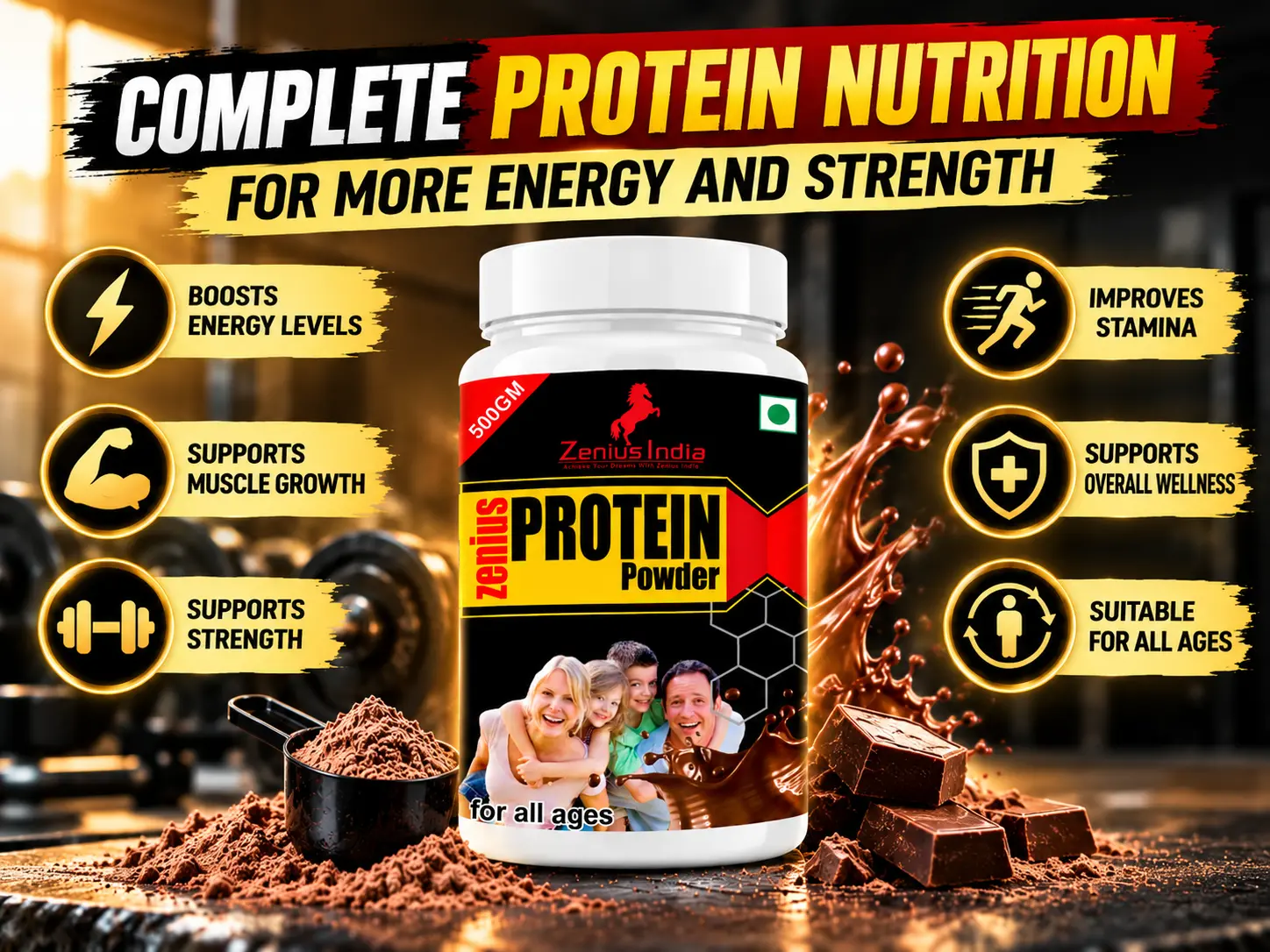 Zenius Protein Powder | Whey Protein & Protein Supplement for Daily Energy 3 Complete Protein Nutrition Fitness Ad Zenius India