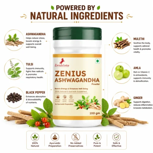 Ingredients 1 Zenius Ashwagandha Powder for Energy & Wellness
