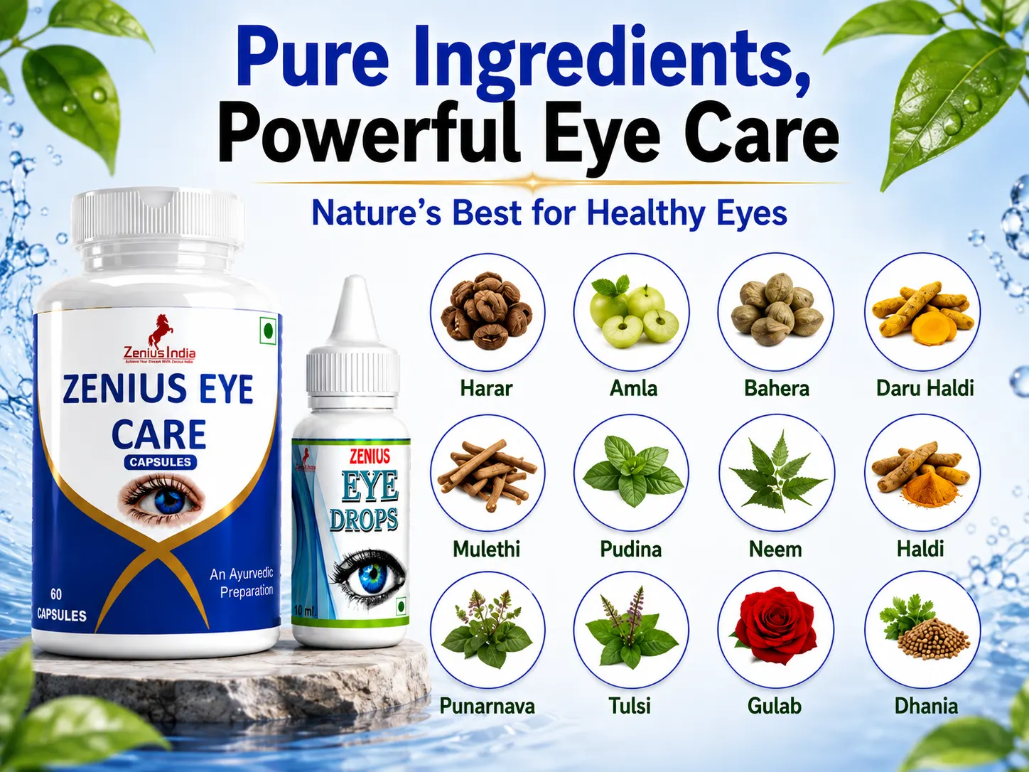 Zenius Eye Care Kit or Eye Health, Itching & Redness 4 Ingredients Banner Mobile View 104 Zenius India
