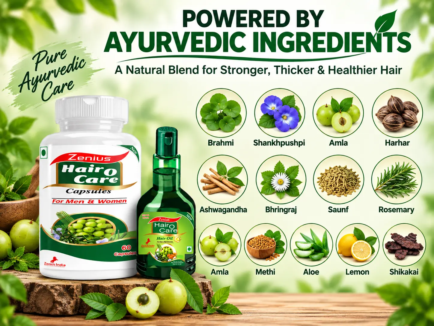 Zenius Hair O Care Kit for Hair Growth & Hair Fall Support 4 Ingredients Banner Mobile View 111 Zenius India