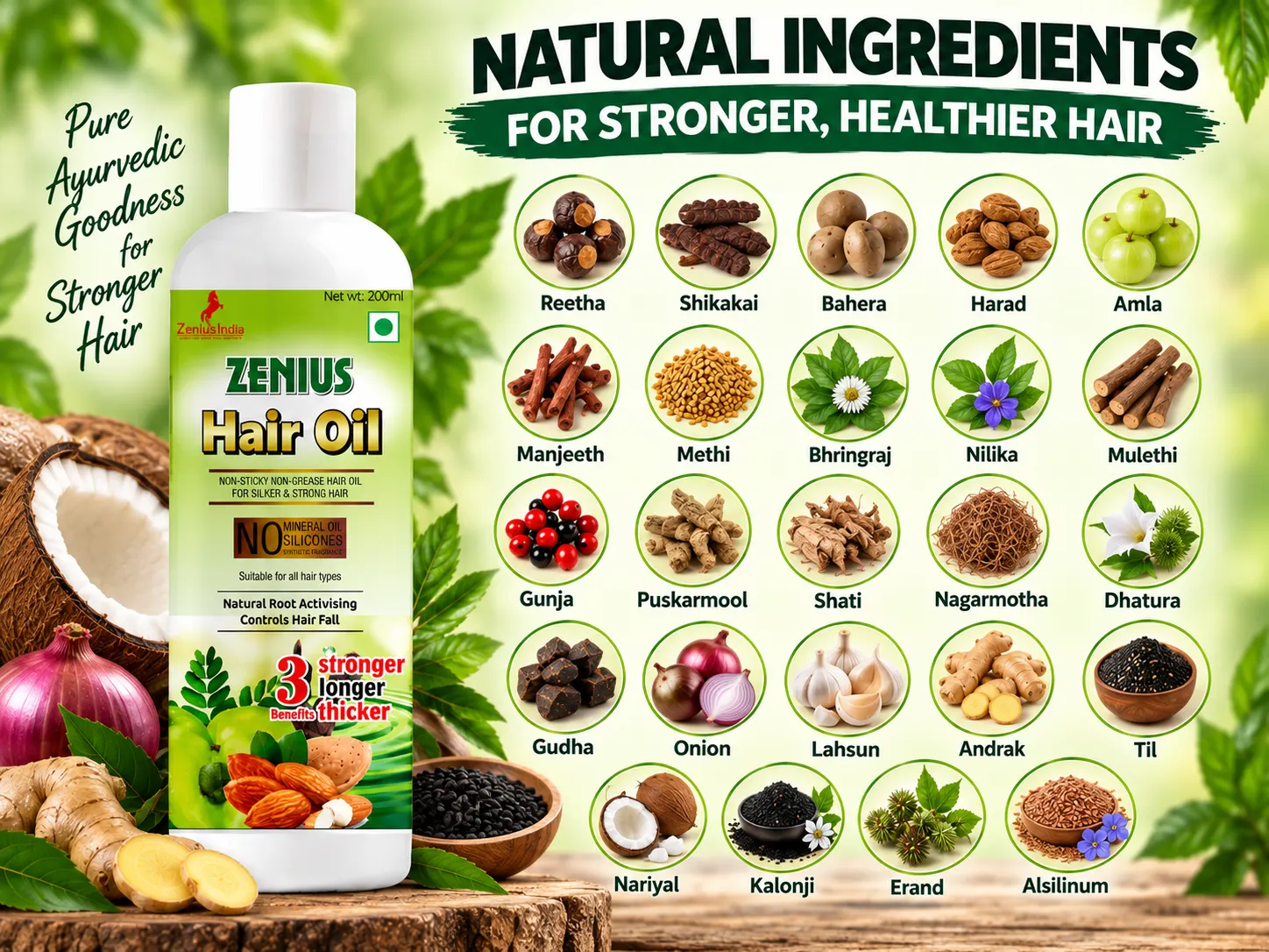 Zenius Hair Oil for Hairfall & Scalp Care 4 Ingredients Banner Mobile View 113 Zenius India