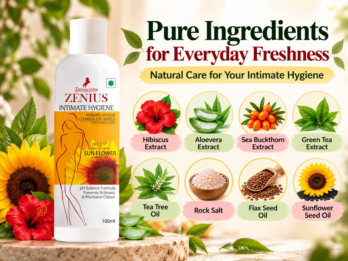 Zenius Intimate Hygiene Wash for Women Daily Hygiene 4 Ingredients Banner Mobile View 117 Zenius India