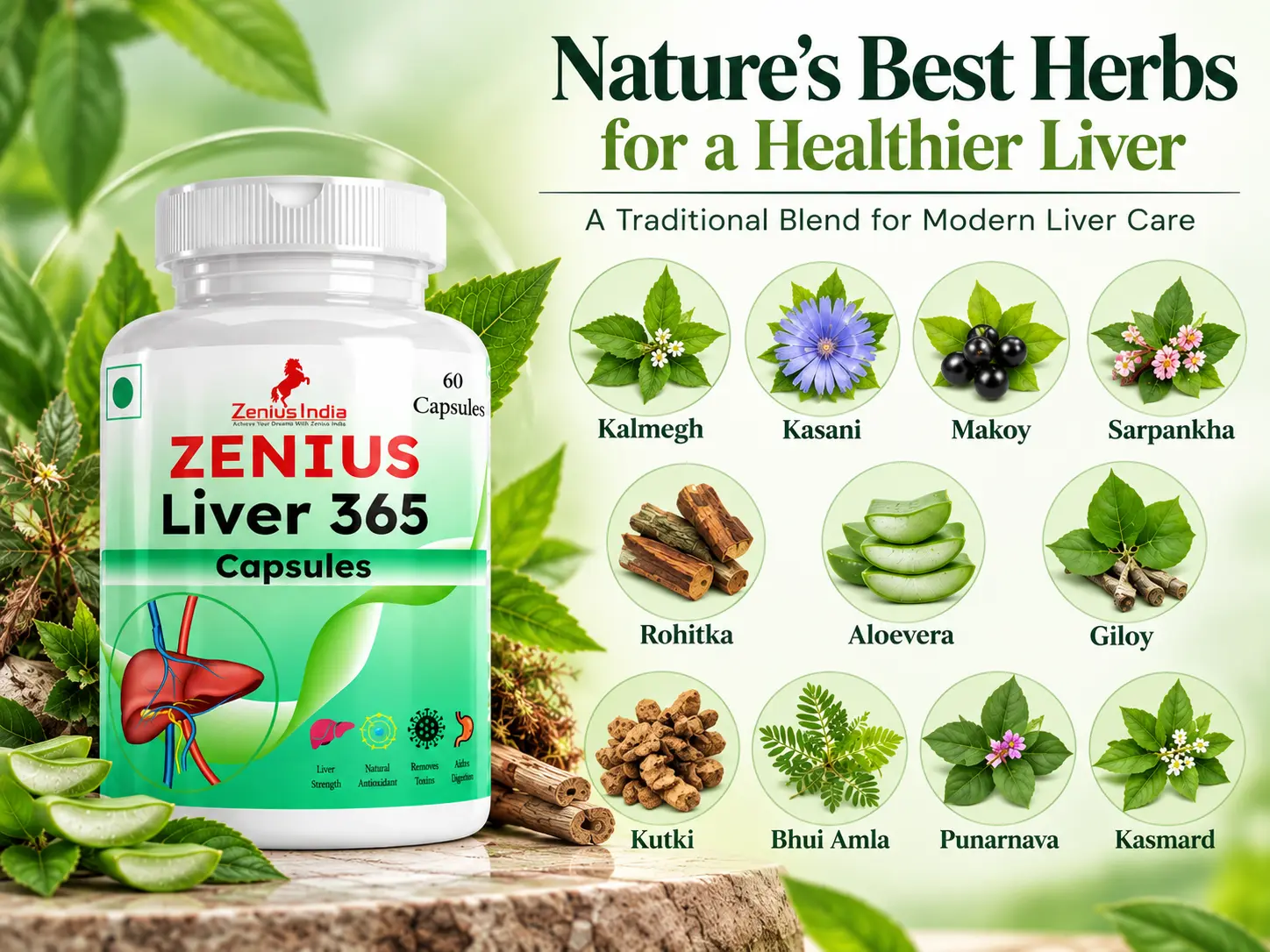Zenius Liver 365 Capsule | Liver Detox & Liver Health Supplement 4 Ingredients Banner Mobile View 124 Zenius India
