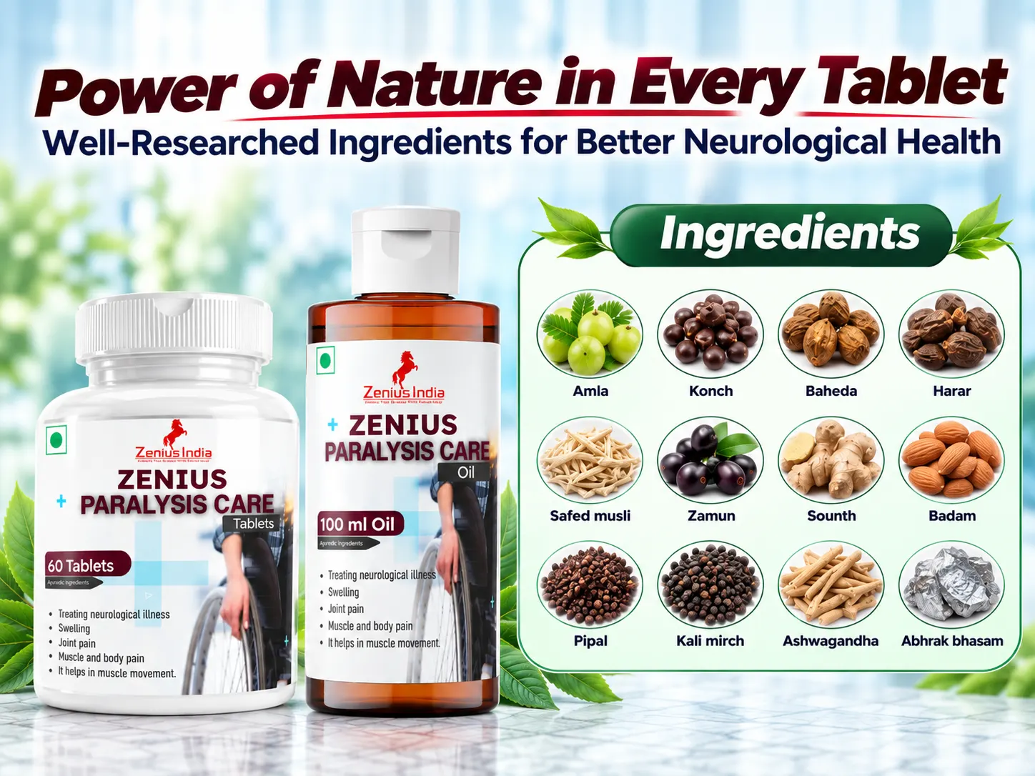 Zenius Paralysis Care kit 4 Ingredients Banner Mobile View 17 Zenius India