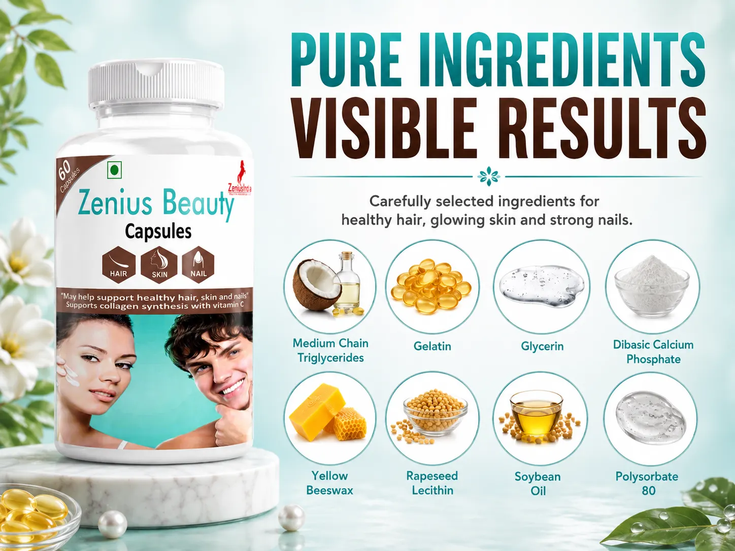 Zenius Beauty Capsule for Skin Brightening & Daily Skin Care 4 Ingredients Banner Mobile View 22 Zenius India