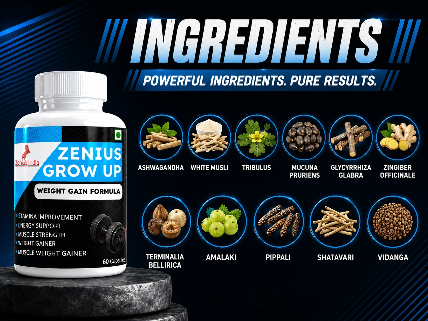 Zenius Grow Up Capsule for Healthy Weight Support 4 Ingredients Banner Mobile View 31 Zenius India