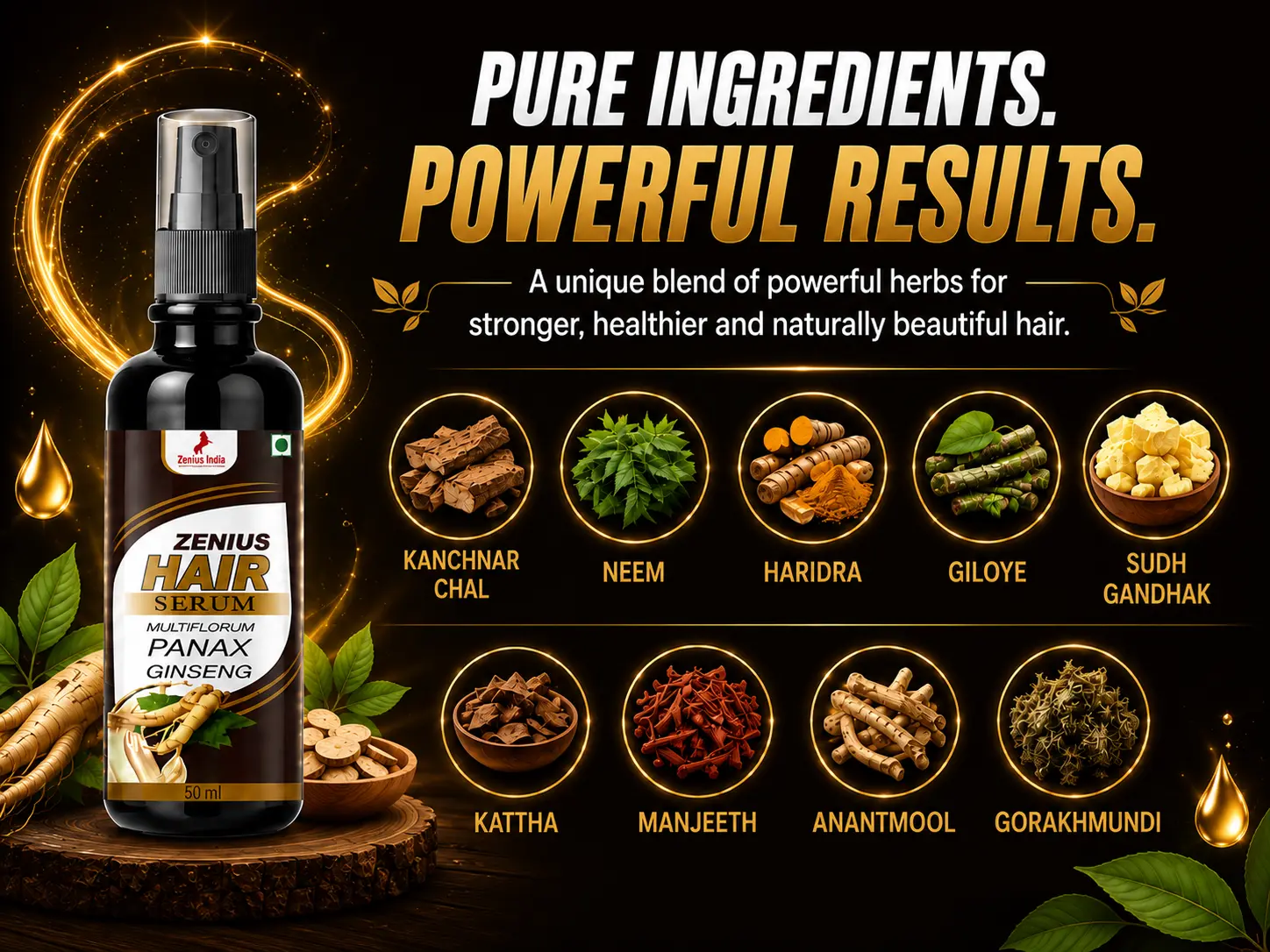 Zenius Hair Serum for Frizz Control & Hair Care 4 Ingredients Banner Mobile View 33 Zenius India