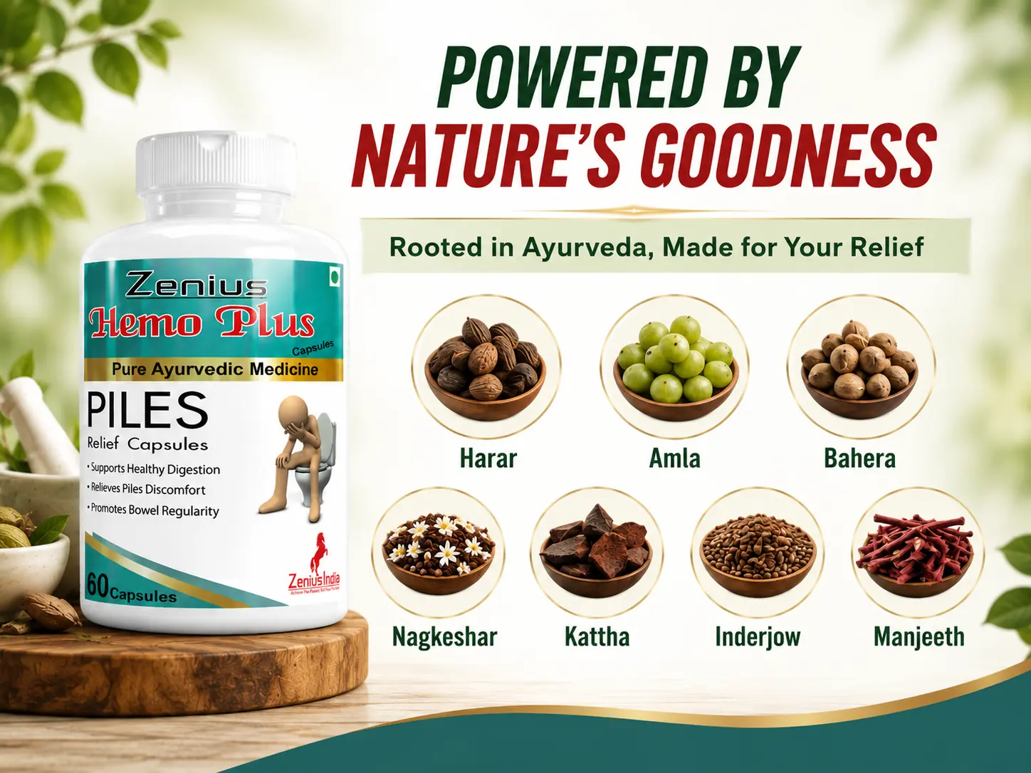 Zenius Hemo Plus Capsule for Piles Care & Digestive Health 4 Ingredients Banner Mobile View 35 Zenius India
