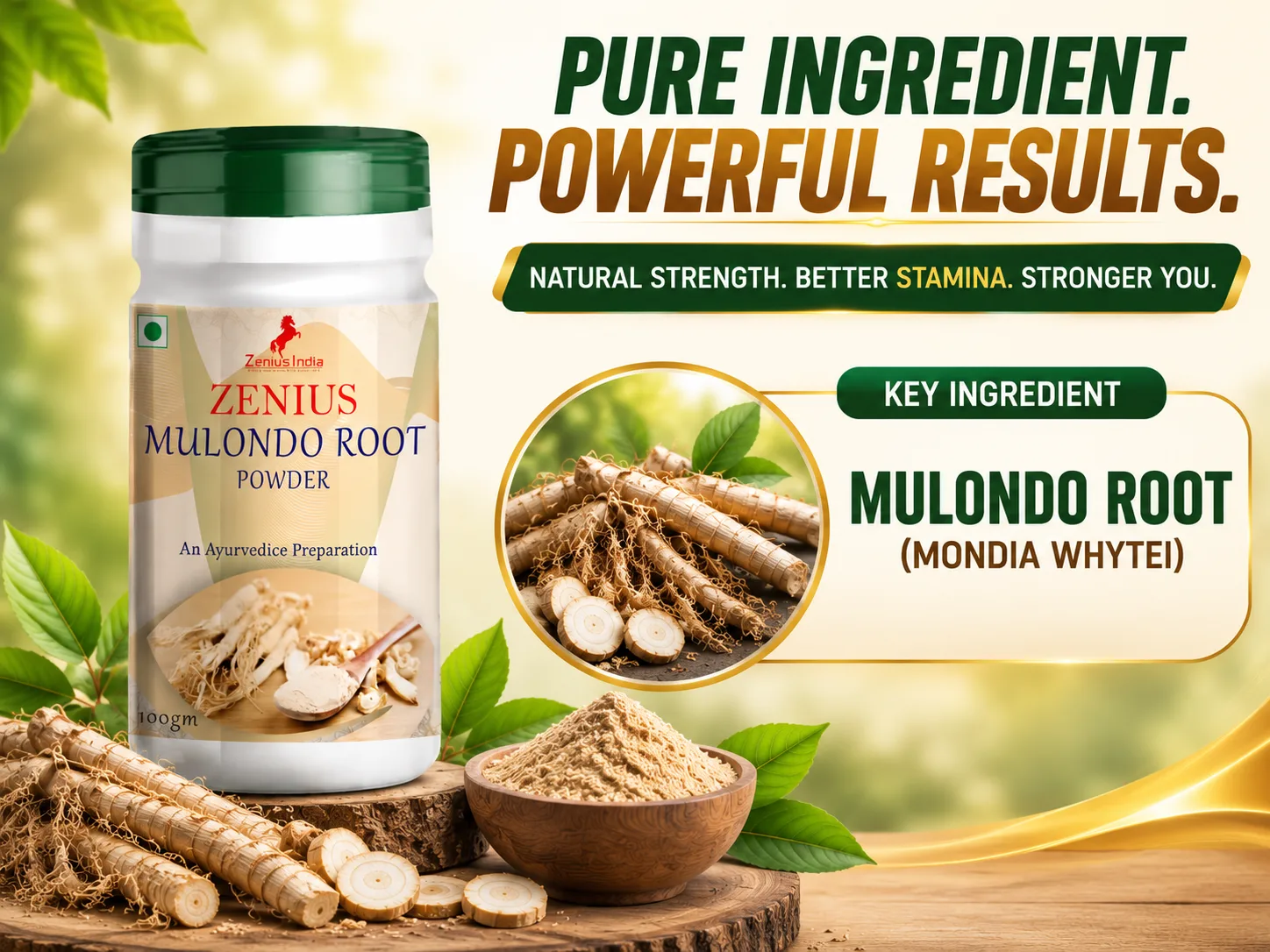 Zenius Mulondo Root Powder for Energy & Vitality Support 4 Ingredients Banner Mobile View 39 Zenius India