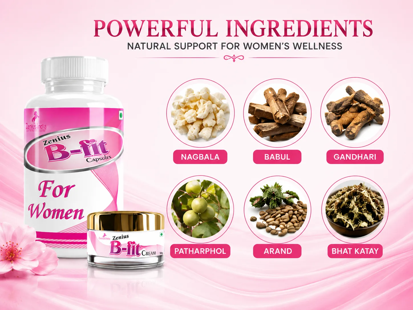 Zenius B Fit Kit for Women's Upper Body Care 4 Ingredients Banner Mobile View 48 Zenius India