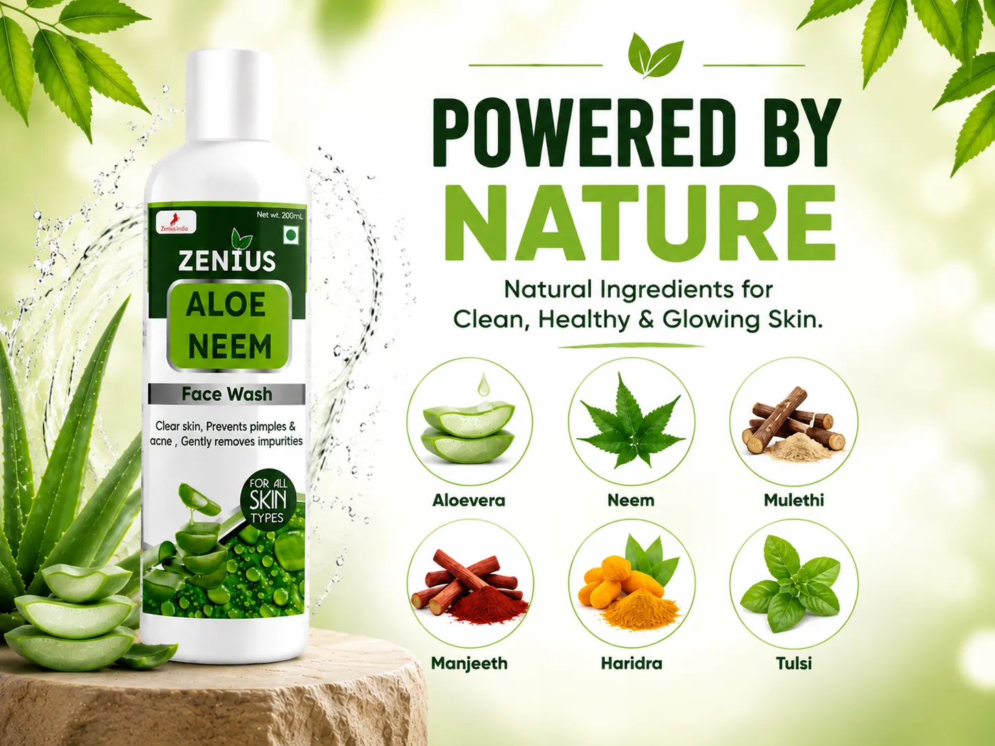 Zenius Aloe Neem Facewash 4 Ingredients Banner Mobile View 5 Zenius India