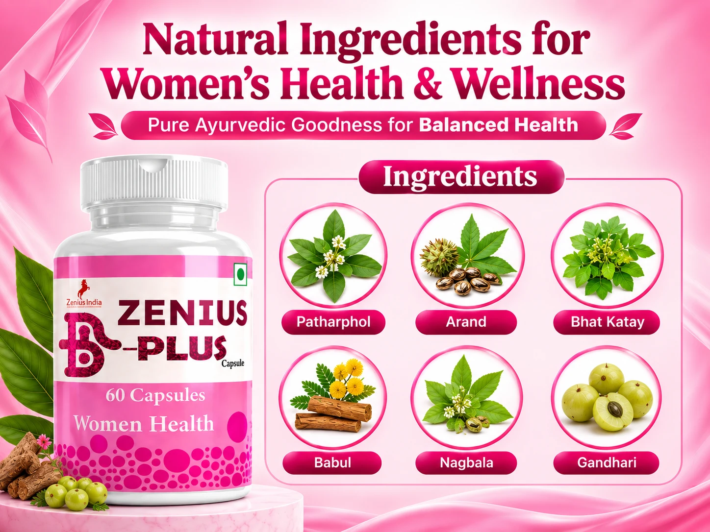 Zenius B Plus Capsule for Women's Upper Body Care 4 Ingredients Banner Mobile View 53 Zenius India