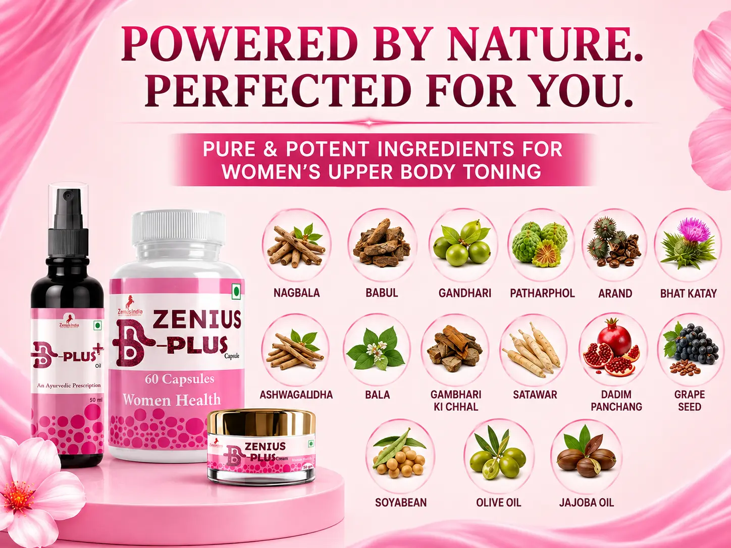 Zenius B Plus Combo Kit for Women's Upper Body Care 4 Ingredients Banner Mobile View 55 Zenius India