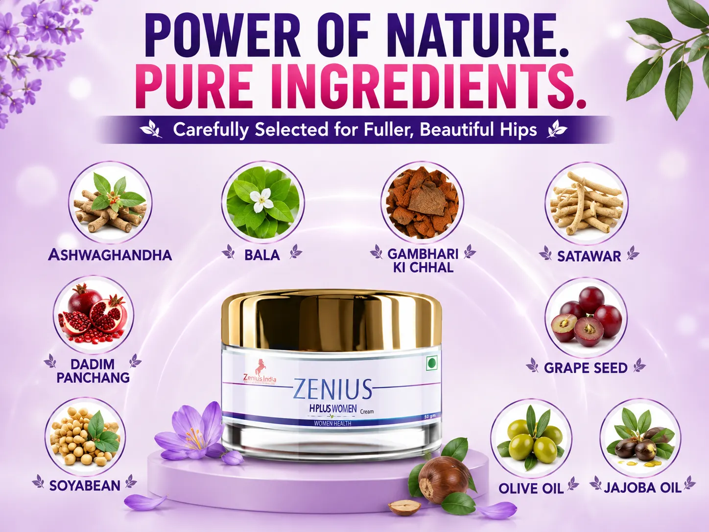 Zenius H Plus Cream for Women's Butt Firming 4 Ingredients Banner Mobile View 67 Zenius India