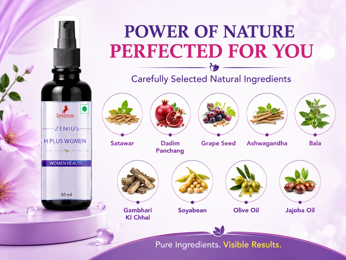 Zenius H Plus Oil for Women's Hip Massage 4 Ingredients Banner Mobile View 69 Zenius India