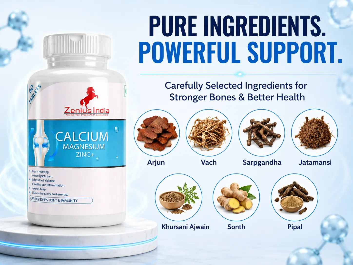 Zenius Calcium Tablet for Bone Health & Calcium Support 4 Ingredients Banner Mobile View 94 Zenius India