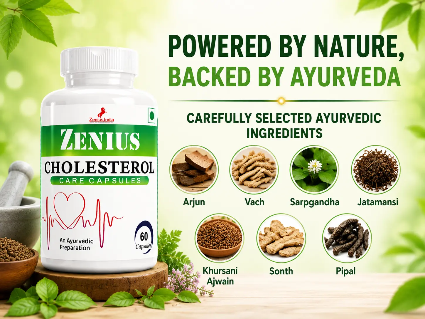 Zenius Cholesterol Care Capsule for Maintain Healthy Blood Cholesterol 4 Ingredients Banner Mobile View 95 Zenius India