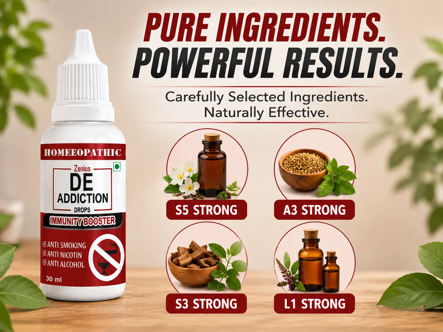 Zenius De Addiction Drops for Stop Alcohol Addiction 4 Ingredients Banner Mobile View 97 Zenius India