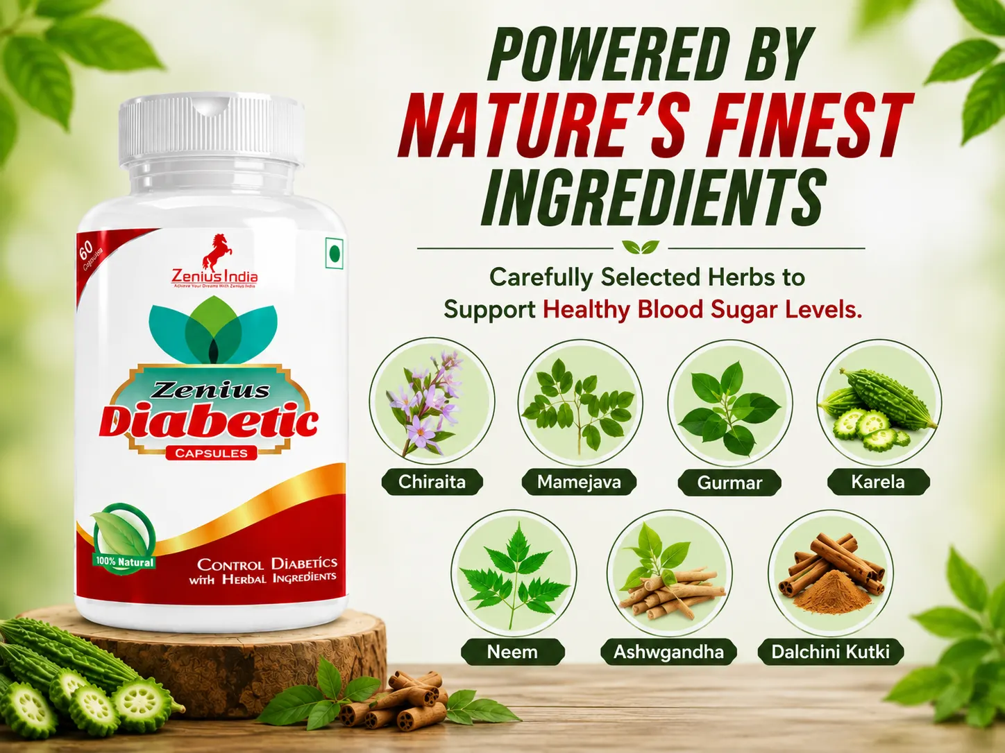Zenius Diabetic Capsule for Blood Sugar Control 4 Ingredients Banner Mobile View 98 Zenius India