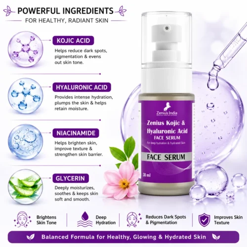 Ingredients Image 1 Zenius Kojic & Hyaluronic Acid Serum for Deep Hydration & Skin Moisture