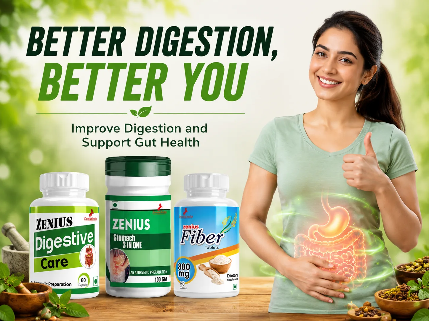 Zenius Digestive Care Kit for Gut Health & Digestion Support 2 Main Banner Mobile View 105 Zenius India