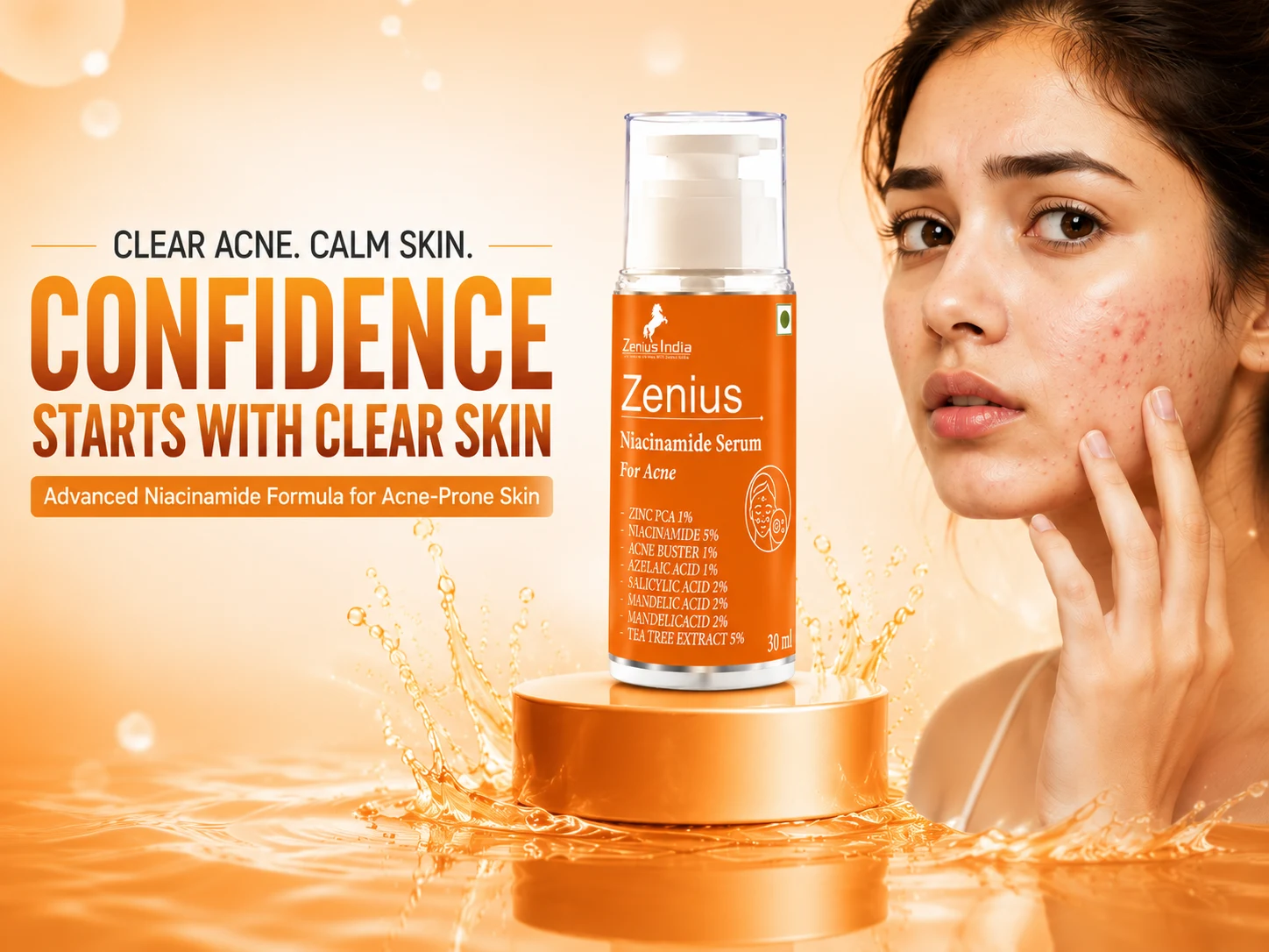 Zenius Niacinamide Face Serum for Acne-Prone Skin & Dark Spots 2 Main Banner Mobile View 2 Zenius India