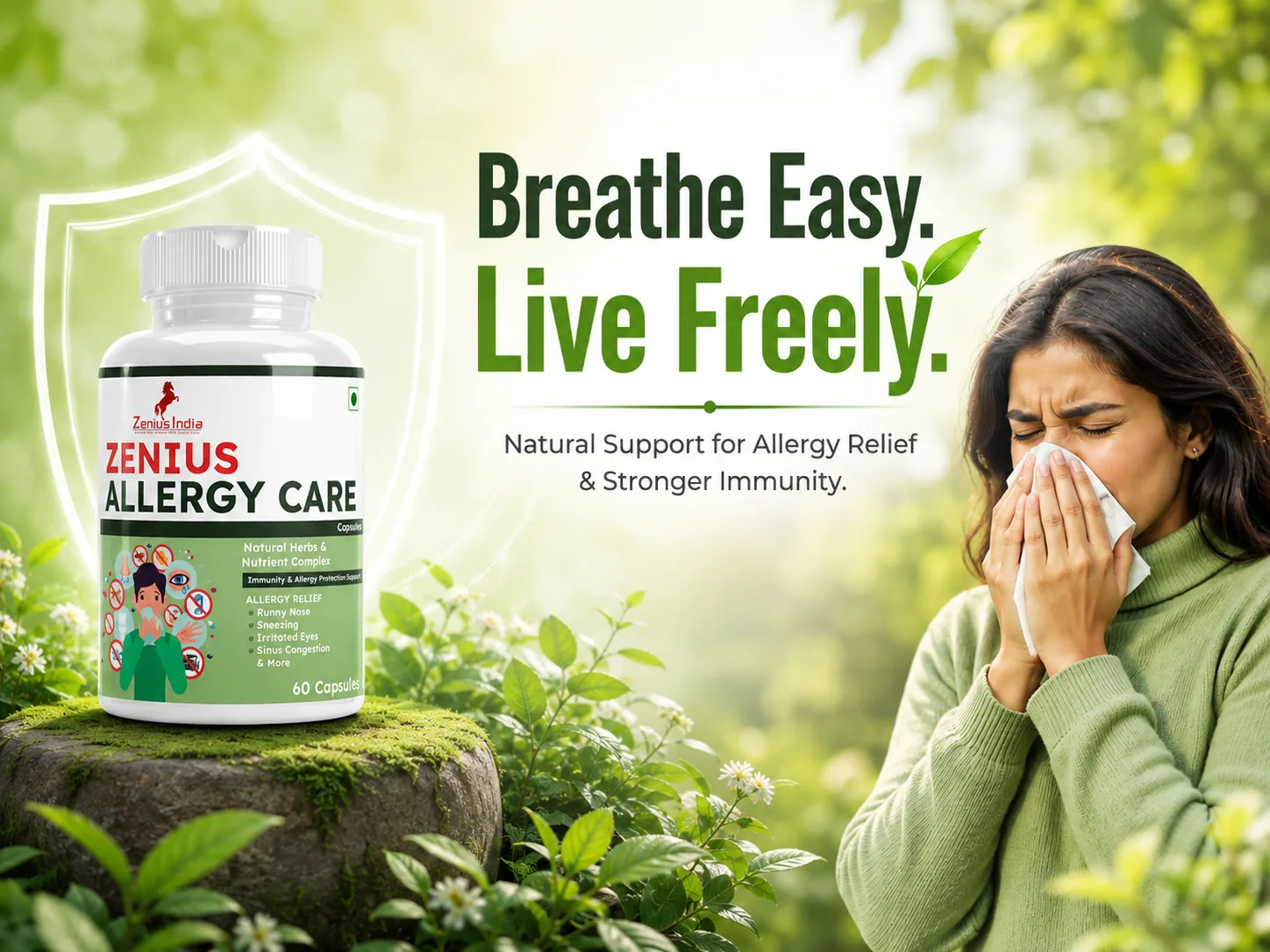 Zenius Allergy Capsule for Skin Allergy, Sneezing & Watery Eyes 2 Main Banner Mobile View 4 Zenius India
