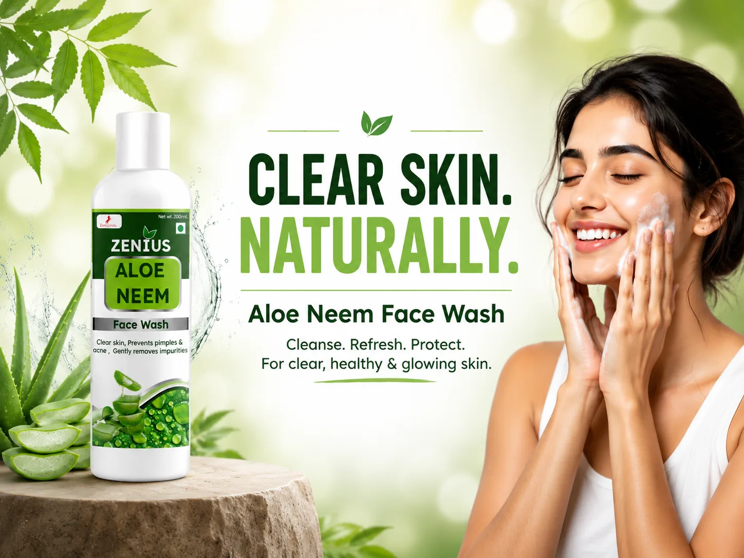 Zenius Aloe Neem Facewash 2 Main Banner Mobile View 5 Zenius India