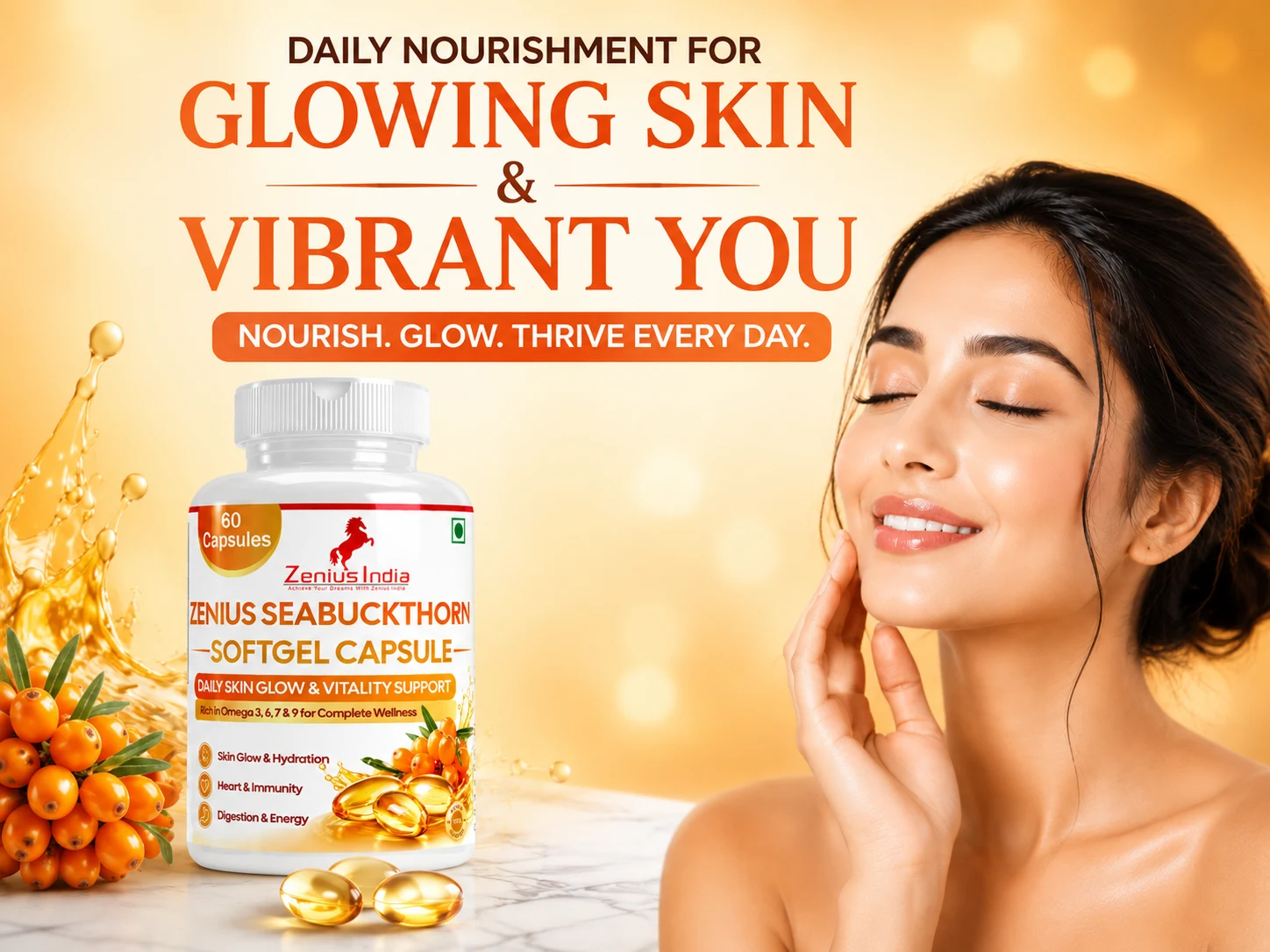 Zenius Sea buckthorn Soft gel capsule for Glowing & Bright Skin 2 Main Banner Mobile View 50 Zenius India