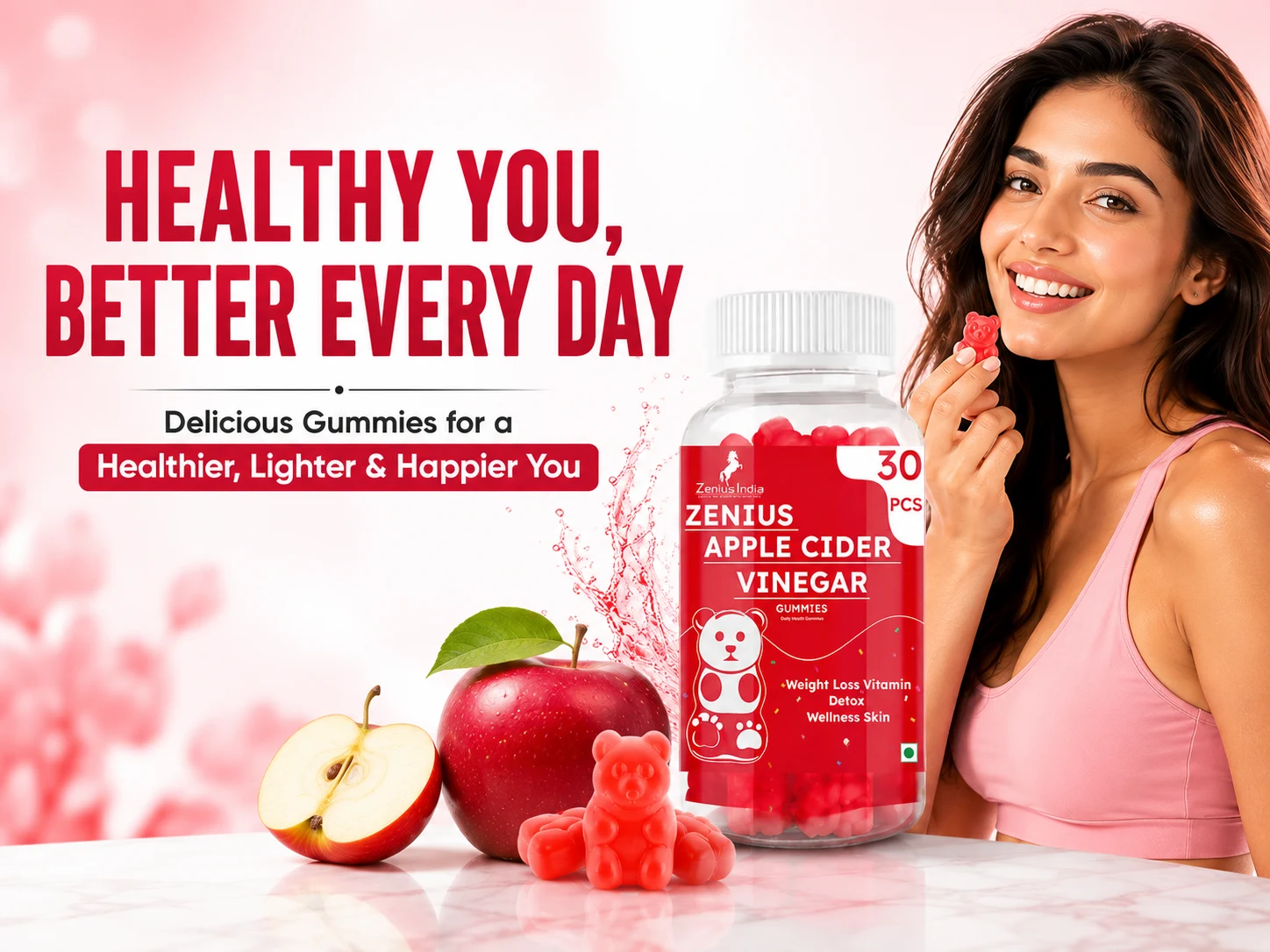 Zenius Apple Cider Vinegar Red Apple Gummies with The Mother for Weight Loss 2 Main Banner Mobile View 6 Zenius India