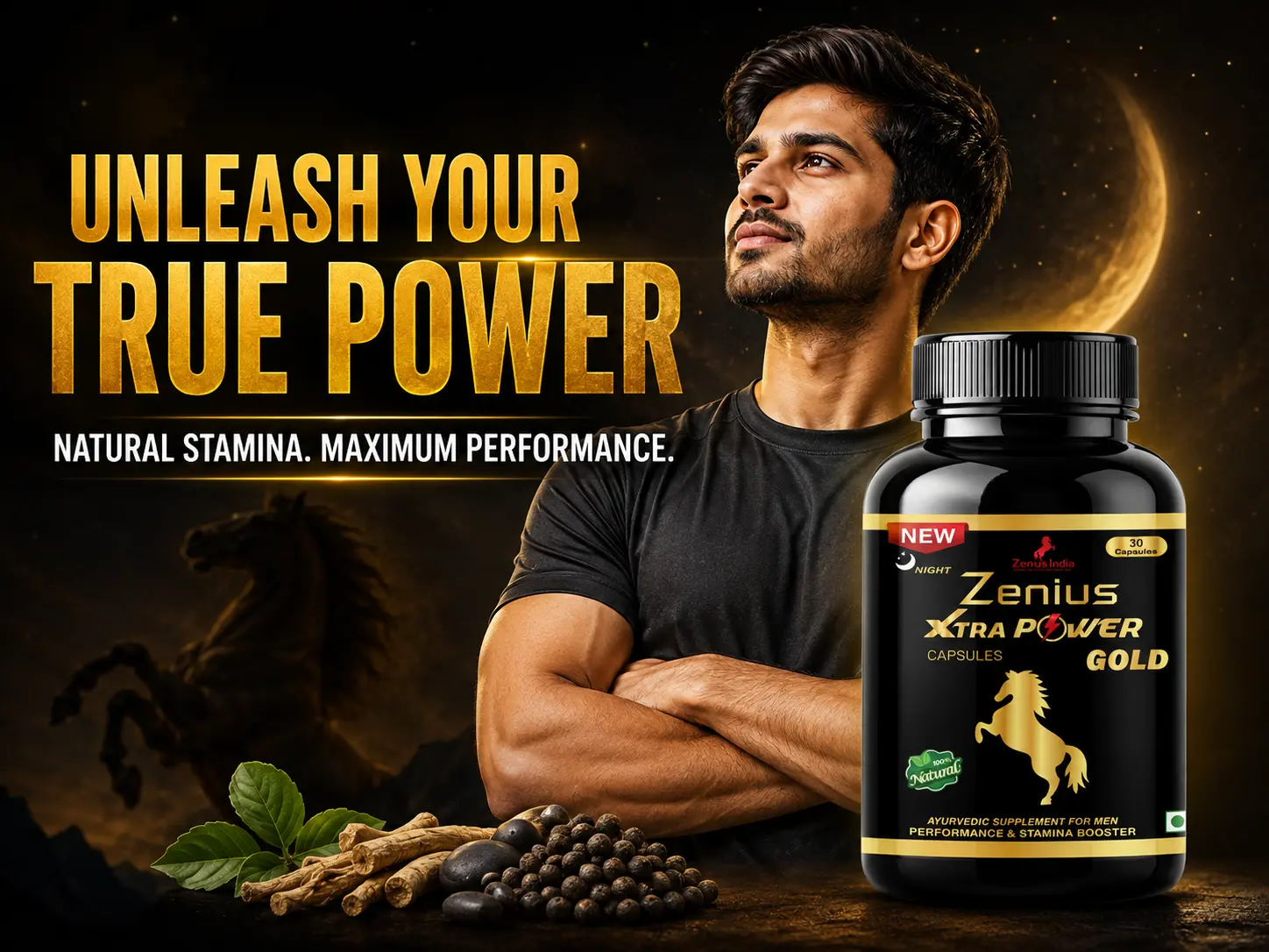 Zenius Xtar Power Gold Night Capsule for Men's Stamina 2 Main Banner Mobile View 83 Zenius India