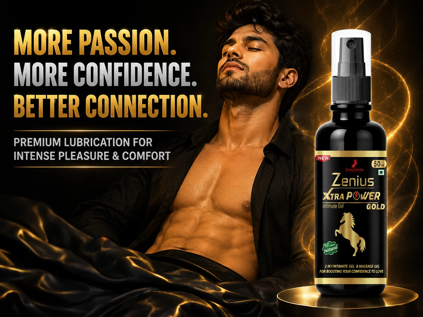 Zenius Xtra Power Gold Gel for Men's Lubrication & Intimate Care 2 Main Banner Mobile View 86 Zenius India